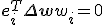 \bf{e}_i^T \Delta \bf{w} + w_i = 0