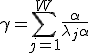 \gamma = \sum_{j=1}^{W}\frac{\alpha}{\lambda_j+\alpha}