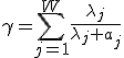 \gamma=\sum^W_{j=1}\frac{\lambda_j}{\lambda_j+a_j}