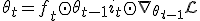 \theta_t = f_t \odot \theta_{t-1} + i_t \odot \nabla_{\theta_{t-1}} \mathcal{L}