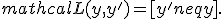 {mathcal L}(y,y') = [y'neq y].