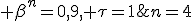 n=4; \beta^n=0,9, \tau=1