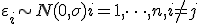   \varepsilon_i \sim N(0,\sigma) i= 1,\dots,n, i \neq j