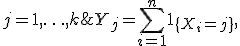 Y_j = \sum_{i=1}^n \mathbf{1}_{\{X_i = j\}},\; j = 1,\ldots, k