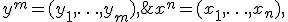 x^n = (x_1,\ldots,x_n),\; x_i \in \mathbb{R};\;\; y^m = (y_1,\ldots,y_m),\; y_i \in \mathbb{R}.