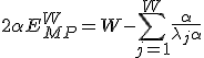2\alpha E_{MP}^W = W - \sum_{j=1}^{W}\frac{\alpha}{\lambda_j+\alpha}
