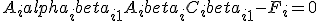 A_ialpha_ibeta_{i+1} + A_ibeta_i + C_ibeta_{i+1} - F_i = 0