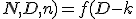  f(k;N,D,n) = f(D-k;N,D,N-n)