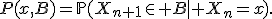 P(x,B)=\mathbb{P}(X_{n+1}\in B\mid X_n=x).