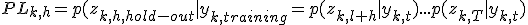 PL_{k,h}=p(z_{k,h,hold-out}|y_{k,training}=p(z_{k,l+h}|y_{k,t})...p(z_{k,T}|y_{k,t})