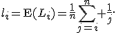 l_i=\operatorname{E}(L_i)=\frac{1}{n}\sum_{j=i}^{n} \frac{1}{j}.