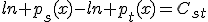 ln p_s(x)-ln p_t(x)=C_{st}