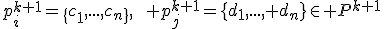 p_i^{k+1}=\{c_1,...,c_n\},\qquad p_j^{k+1}=\{d_1,..., d_n\}\in P^{k+1}