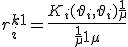 r_i^{k+1} = \frac{K_i(\vartheta_i, \vartheta_i) + \frac{1}{\mu}}{\frac{1}{\mu} + 1 + \mu}