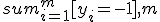 m_{-};:=;sum_{i=1}^m [y_i= -1],    m_+;:=;sum_{i=1}^m [y_i= +1] 