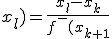  f^{-}(x_k;\ldots;x_l)=\frac{x_l-x_k}{f^{-}(x_{k+1};\ldots;x_l)-f^{-}(x_k;\ldots;x_{l-1})}