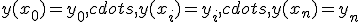 y(x_0)=y_0,cdots,y(x_i)=y_i,cdots,y(x_n)=y_n