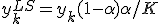 y_k^{LS} = y_k (1 - \alpha) + \alpha / K