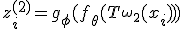 z_i^{(2)} = g_\phi(f_\theta(T_{\omega_2}(x_i)))